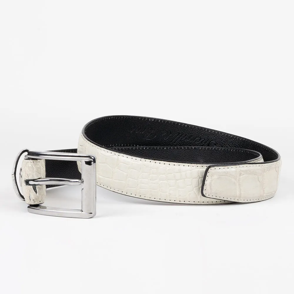 White Genuine Crocodile Belt "Billy"