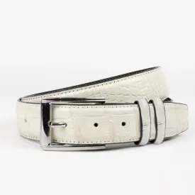 White Genuine Crocodile Belt "Billy"