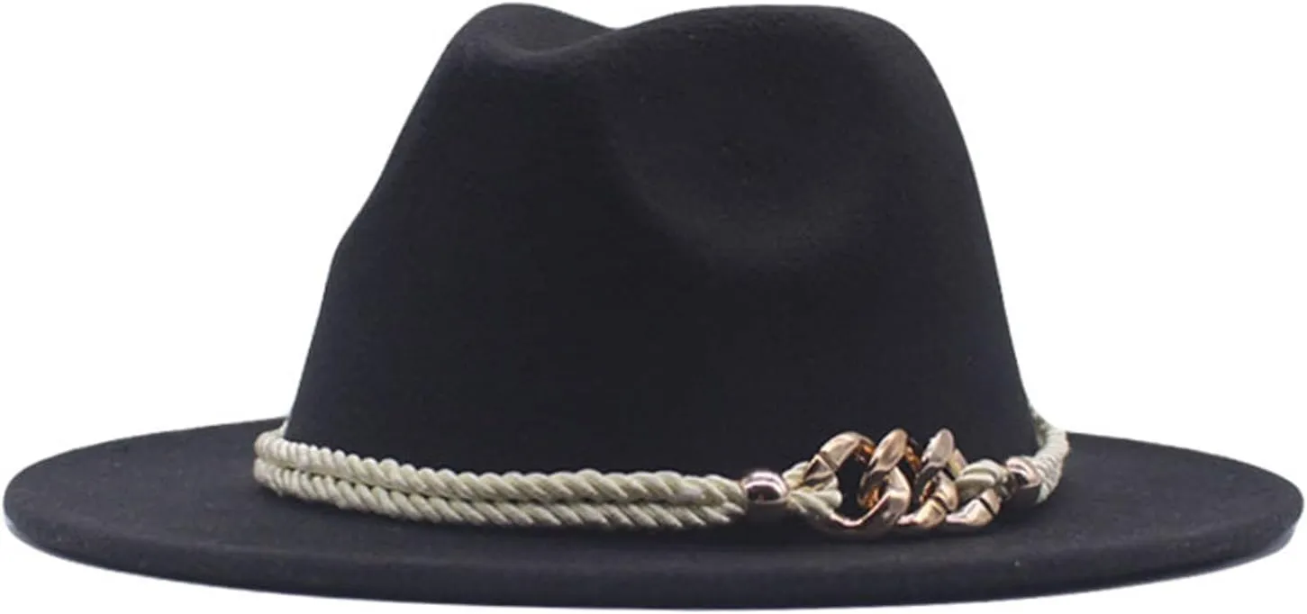 Wide Brim Fedora Hats for Women and Men Classic Panama Hat Men's Two Tone Dress Hat with Belt Buckle Women Hat