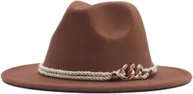 Wide Brim Fedora Hats for Women and Men Classic Panama Hat Men's Two Tone Dress Hat with Belt Buckle Women Hat