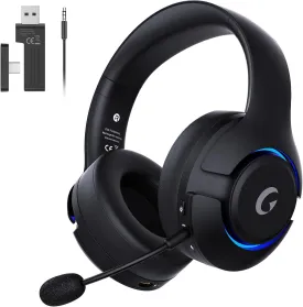 Wireless Gaming Headset for PS5, PS4, Elden Ring, PC, Mac, Switch, Bluetooth 5.3 Gaming Headphones with Noise Canceling Microphone, 45H Battery, RGB Light, Black