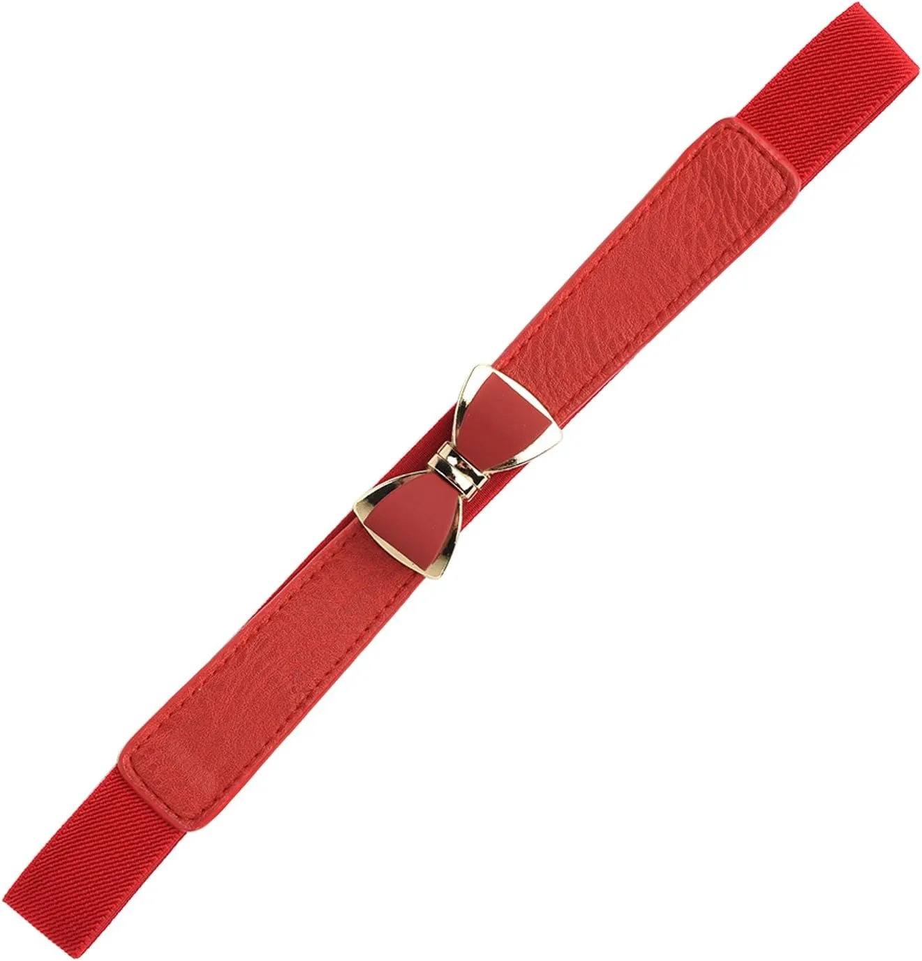 Womens 1" Width Bow Skinny Elastic Waist Belt Stretchy Belt Thin Belt