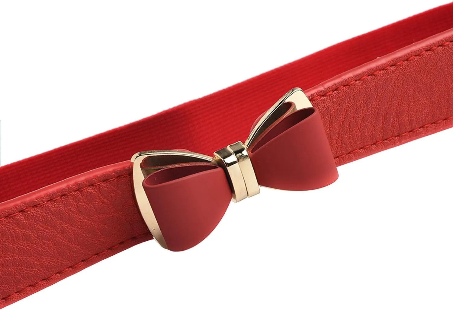 Womens 1" Width Bow Skinny Elastic Waist Belt Stretchy Belt Thin Belt
