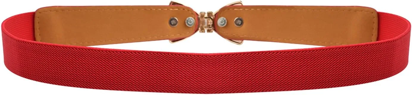 Womens 1" Width Bow Skinny Elastic Waist Belt Stretchy Belt Thin Belt