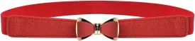 Womens 1" Width Bow Skinny Elastic Waist Belt Stretchy Belt Thin Belt