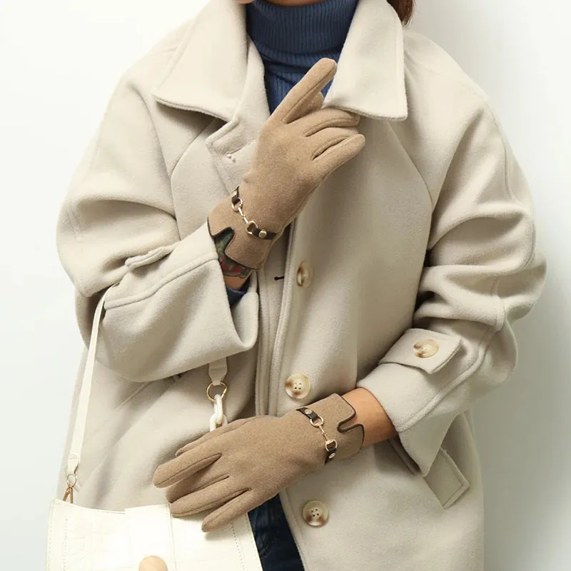 Women's Winter Warm Metal Chain touch screen Gloves