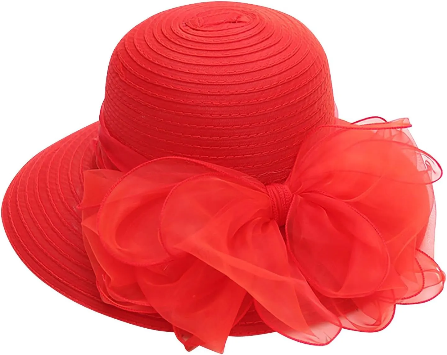 Wool Fascinator Hat Winter Wool Felt Hat for Women Wedding Church Hat Veil Bowknot Fedoras Tea Hat (Red, One Size)