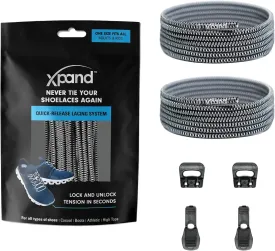 Xpand Round Lacing. Elastic No Tie Shoelaces - Quick Release Tension Control - One Size Fits All Adult and Kids Shoes