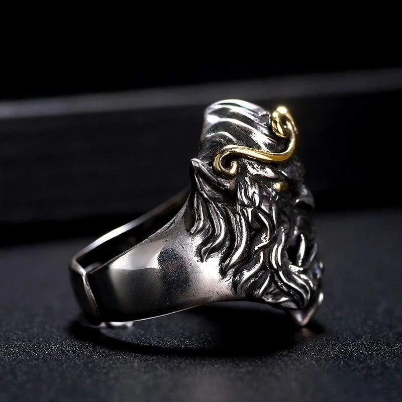 ZABRA Solid 925 Silver Rings Men Animal Monkey King Adjustable Vintage Punk Rock Biker Male Ring Silver Sterling Silver Jewelry (Resizable)