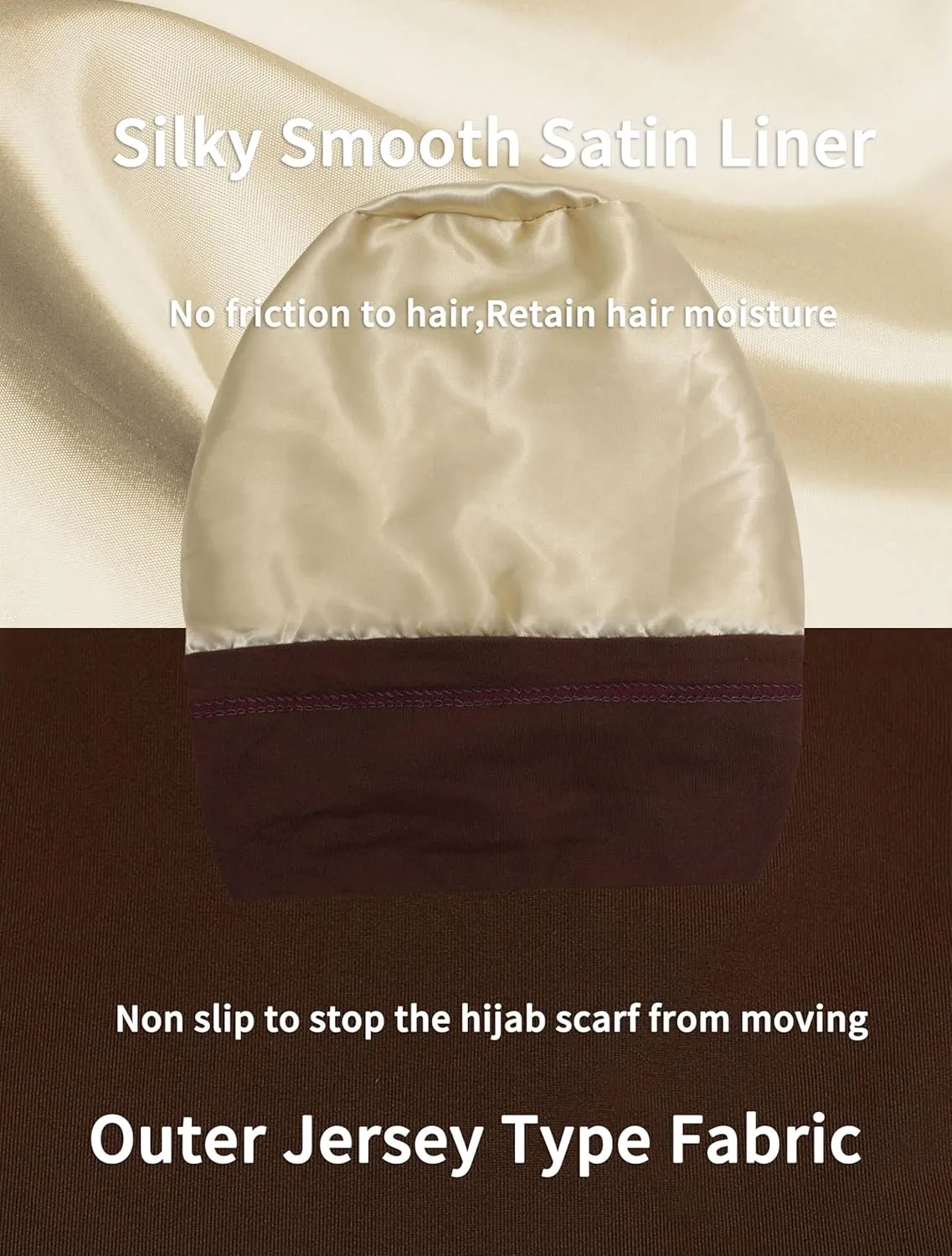 ZLYC Satin Lined Hijab Cap for Women Tie Back Hijab Undercap Inner Underscarf Hat