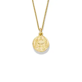 Zodiac Libra Necklace Pendant Yellow Gold